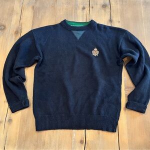 (SOLD) Vintage Hunting Horn J Riggings Mens Classic Navy Blue Knit Sweater